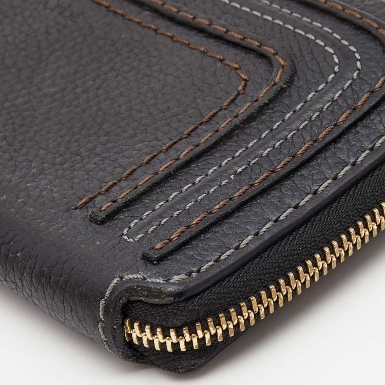 Pre Owned Chloe Black Leather Marcie Zip Around Continental Wallet