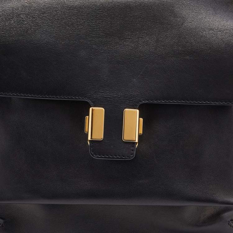Pre Owned Chloe Black Leather Flap Top Handle Bag