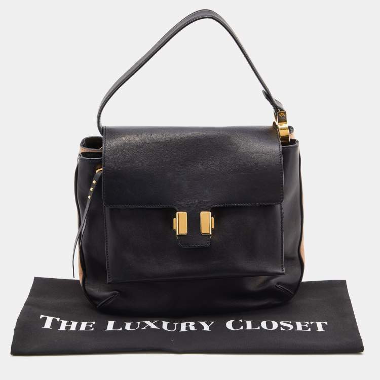 Pre Owned Chloe Black Leather Flap Top Handle Bag
