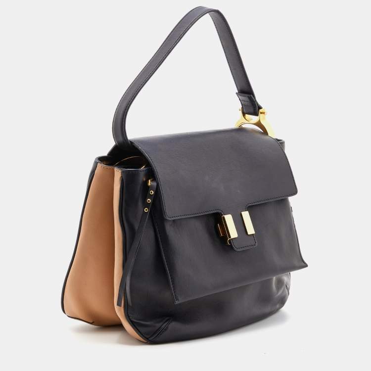 Pre Owned Chloe Black Leather Flap Top Handle Bag