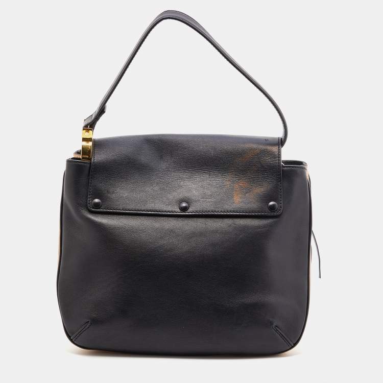 Pre Owned Chloe Black Leather Flap Top Handle Bag