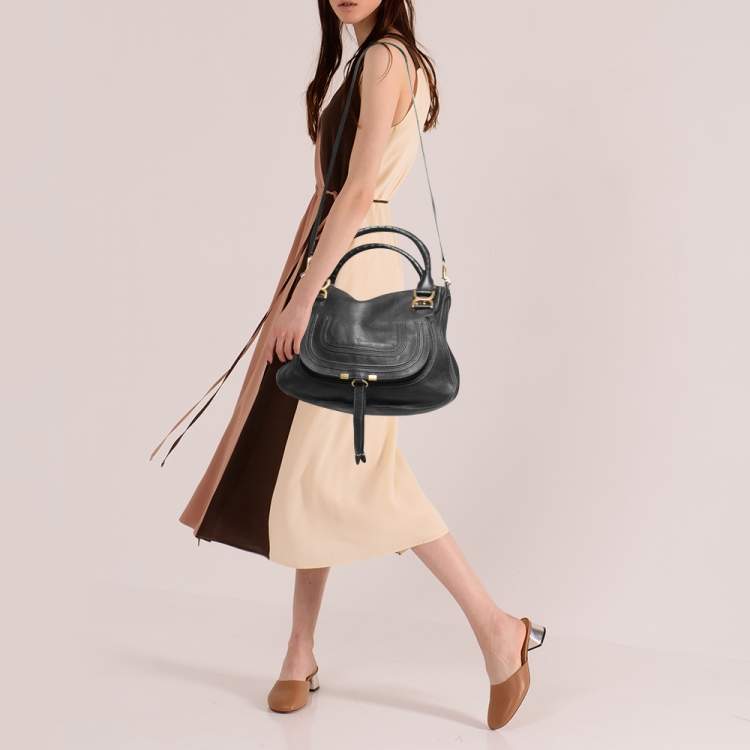 Pre Owned Chloe Black Leather Medium Marcie Shoulder Bag