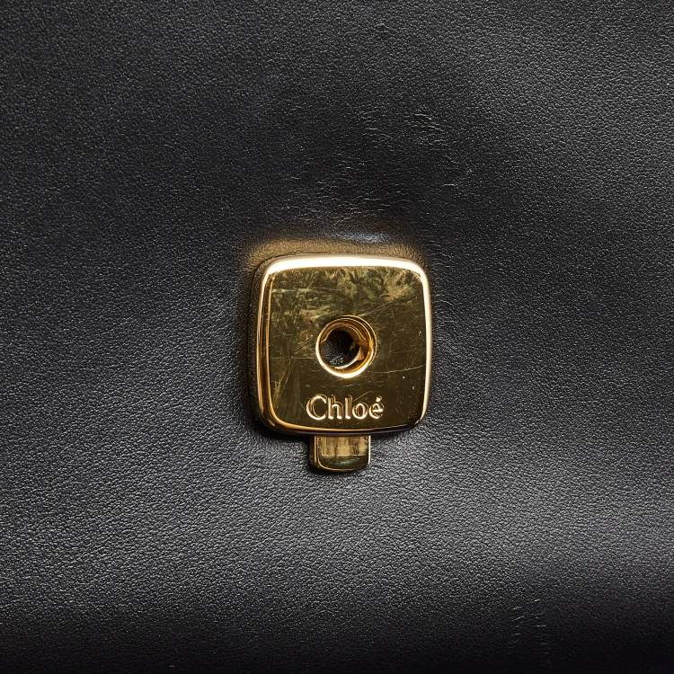 Pre Owned Chloe Black Leather Small C Top Handle Bag