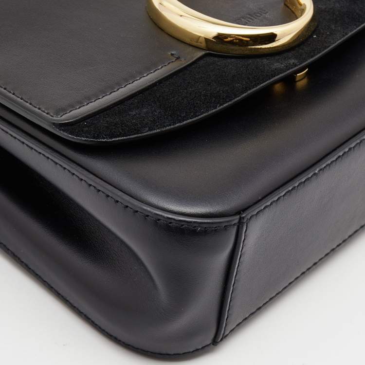Pre Owned Chloe Black Leather Small C Top Handle Bag