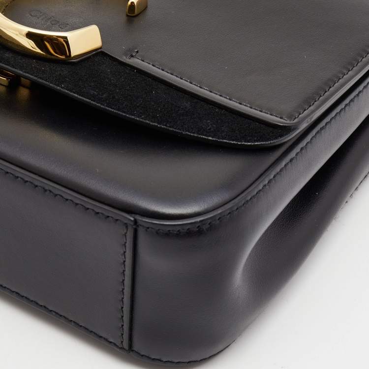 Pre Owned Chloe Black Leather Small C Top Handle Bag