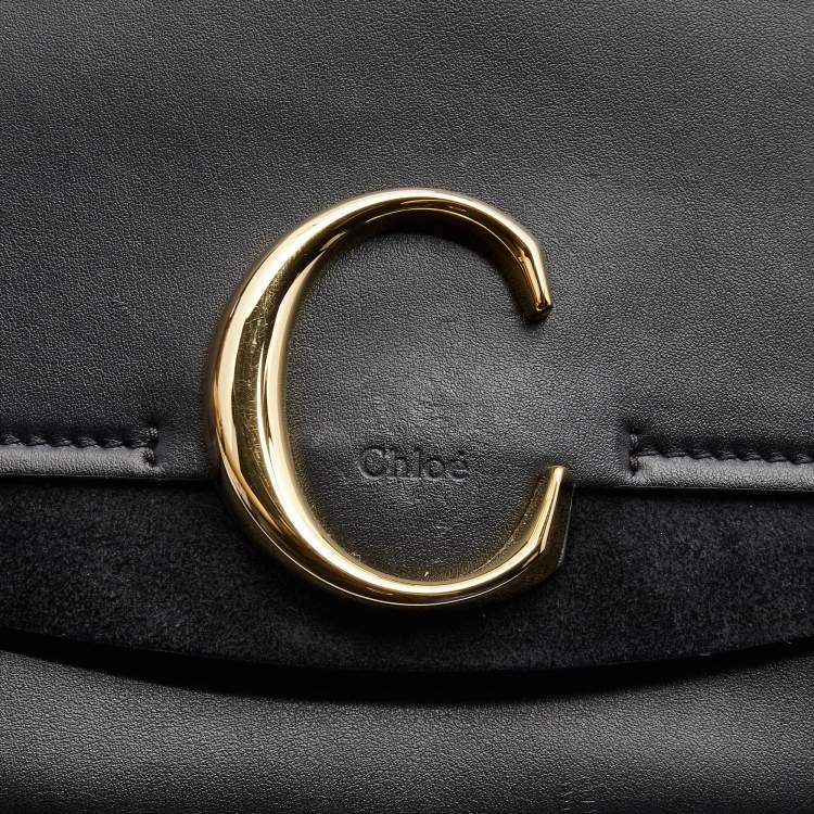 Pre Owned Chloe Black Leather Small C Top Handle Bag