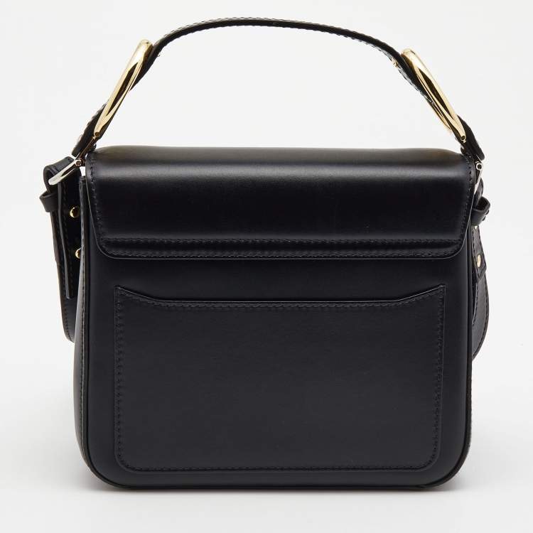 Pre Owned Chloe Black Leather Small C Top Handle Bag