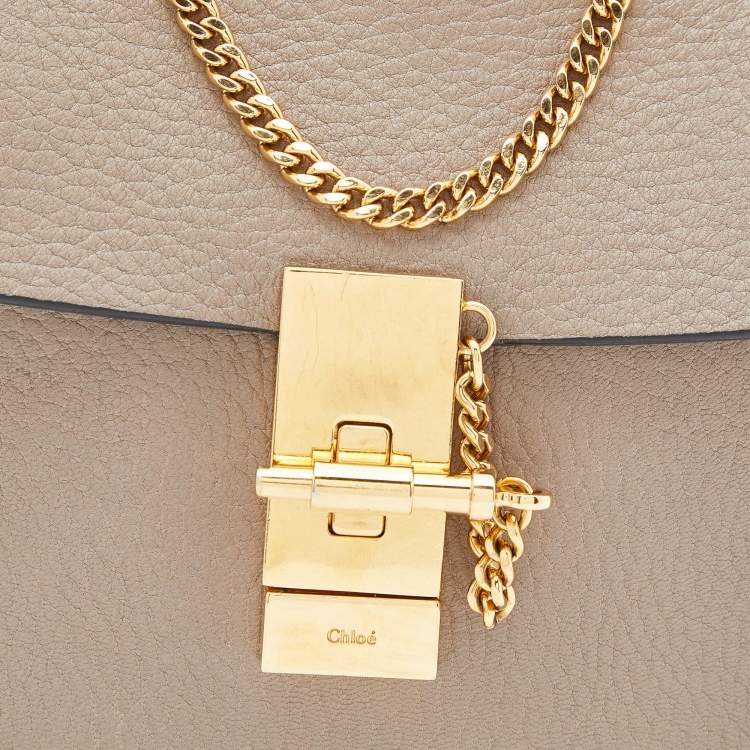 Pre Owned Chloé Beige Leather Mini Drew Chian Shoulder Bag