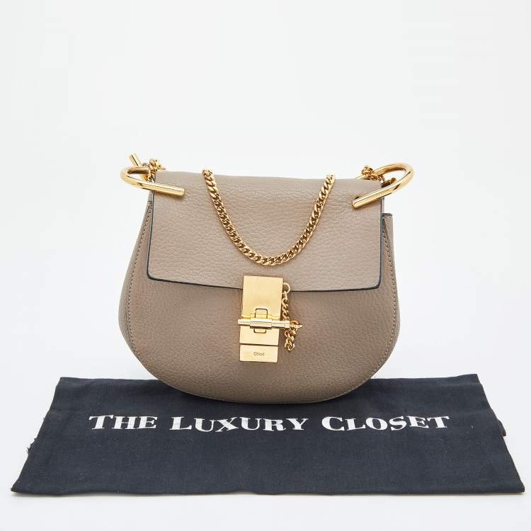 Pre Owned Chloé Beige Leather Mini Drew Chian Shoulder Bag