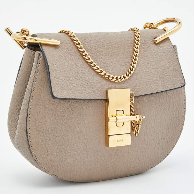 Pre Owned Chloé Beige Leather Mini Drew Chian Shoulder Bag