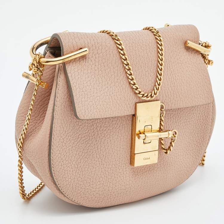 Pre Owned Chloe Pink Leather Small Drew Shoulder Bag