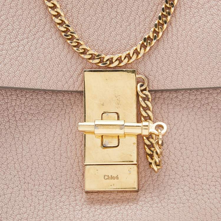 Pre Owned Chloe Pink Leather Small Drew Shoulder Bag