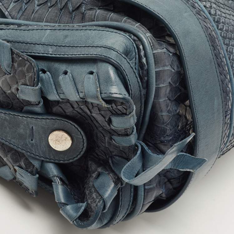 Pre Owned Chloe Blue Python and Leather Silverado Satchel