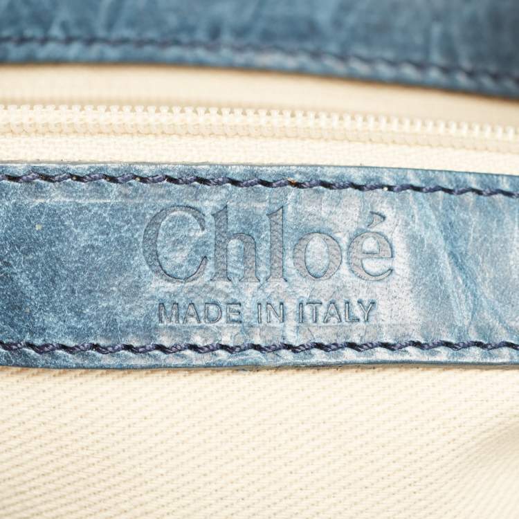 Pre Owned Chloe Blue Python and Leather Silverado Satchel