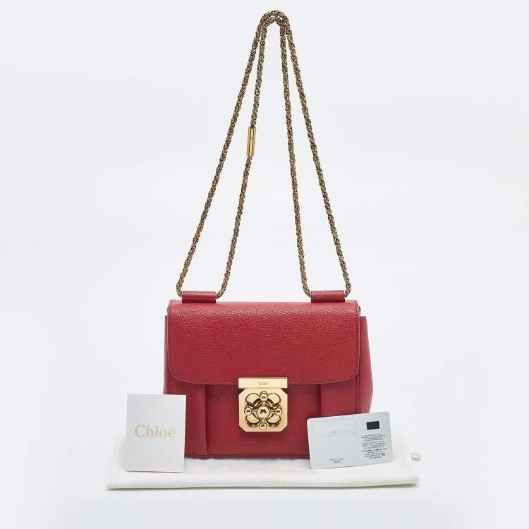 Pre Owned Chloé Red Leather Small Elsie Shoulder Bag