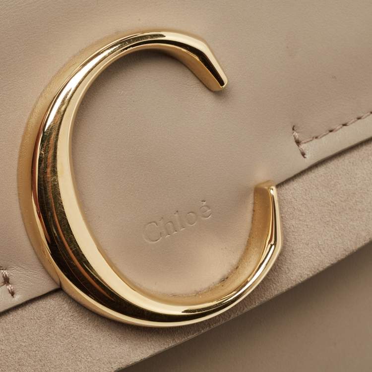 Pre Owned Chloe Grey Leather and Suede Small C Double Carry Bag