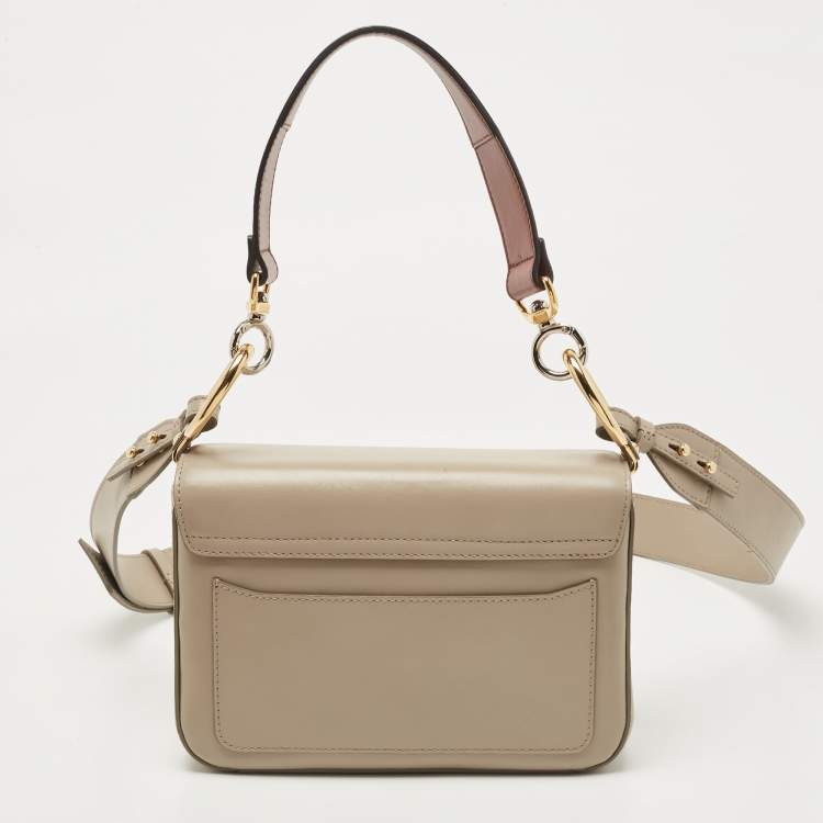 Pre Owned Chloe Grey Leather and Suede Small C Double Carry Bag