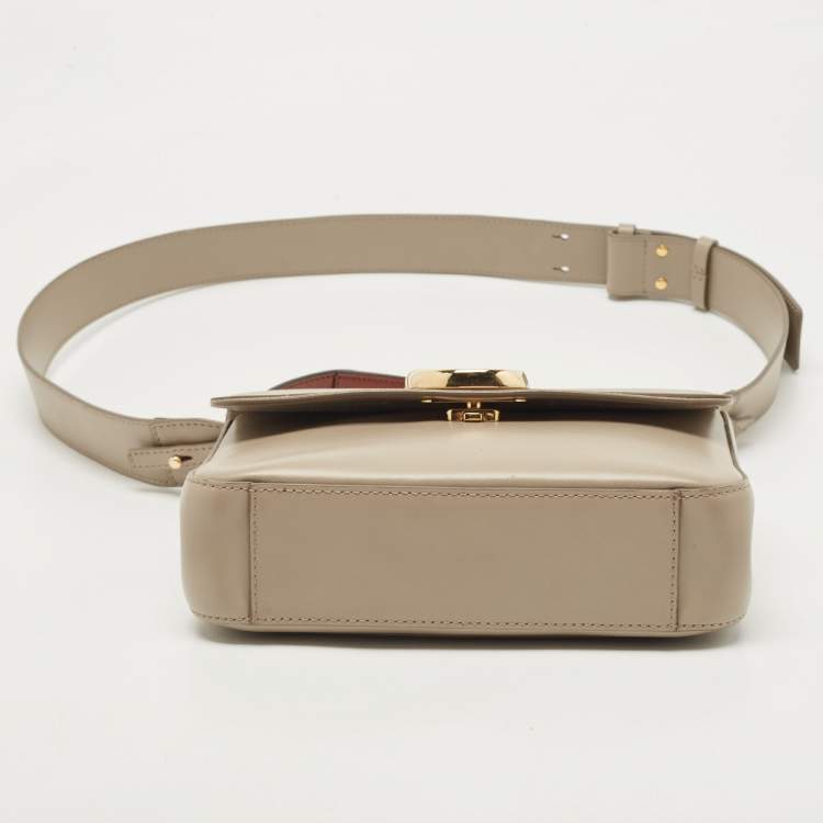 Pre Owned Chloe Grey Leather and Suede Small C Double Carry Bag