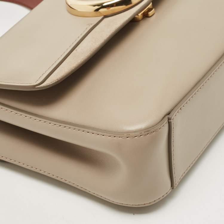 Pre Owned Chloe Grey Leather and Suede Small C Double Carry Bag