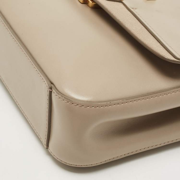 Pre Owned Chloe Grey Leather and Suede Small C Double Carry Bag