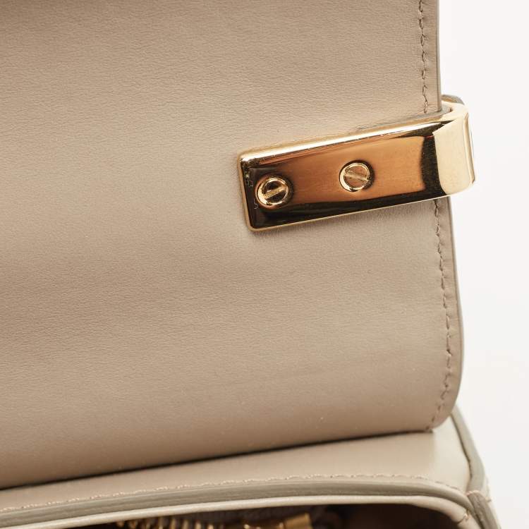 Pre Owned Chloe Grey Leather and Suede Small C Double Carry Bag