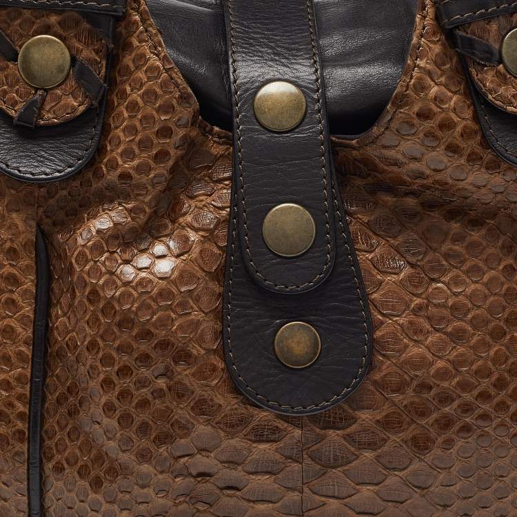 Pre Owned Chloe Brown Python and Leather Silverado Satchel