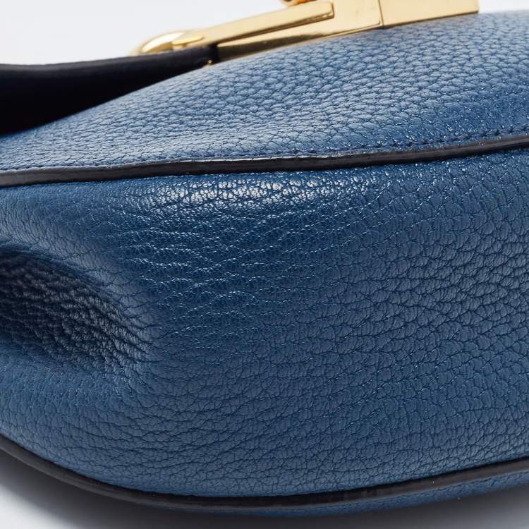 Pre Owned Chloe Blue Leather Small Drew Chain Crossbody Bag