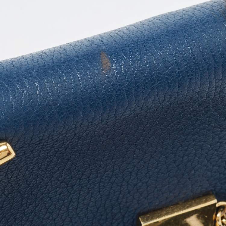 Pre Owned Chloe Blue Leather Small Drew Chain Crossbody Bag
