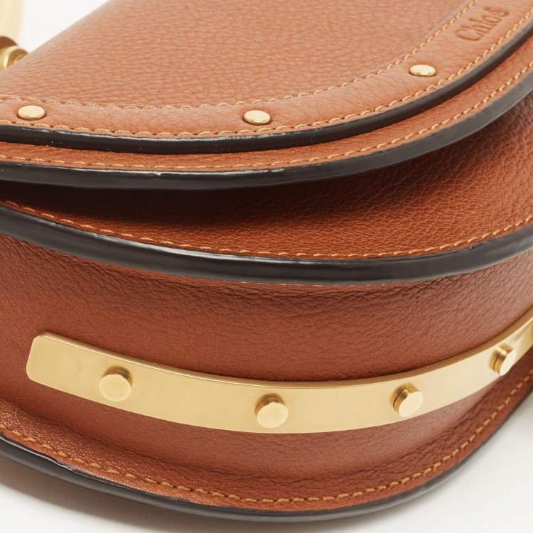 Pre Owned Chloé Brown Leather Nile Bracelet Minaudiere Crossbody Bag