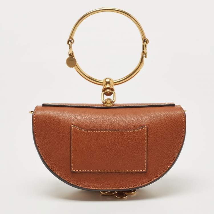 Pre Owned Chloé Brown Leather Nile Bracelet Minaudiere Crossbody Bag