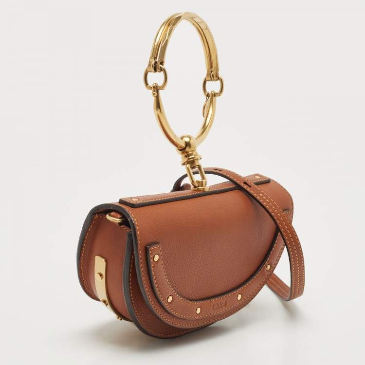 Pre Owned Chloé Brown Leather Nile Bracelet Minaudiere Crossbody Bag
