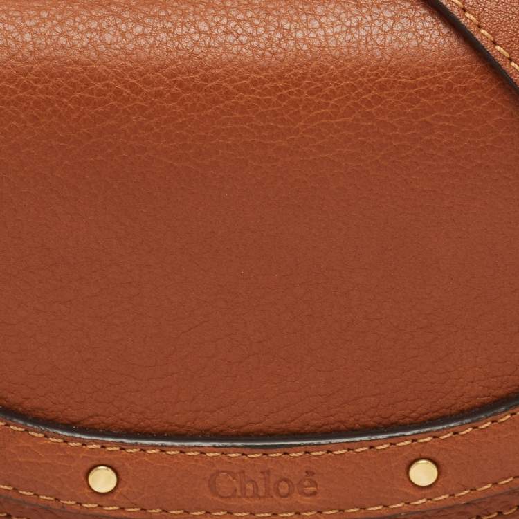 Pre Owned Chloé Brown Leather Nile Bracelet Minaudiere Crossbody Bag