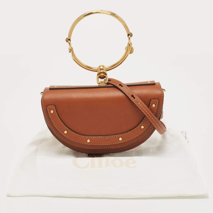 Pre Owned Chloé Brown Leather Nile Bracelet Minaudiere Crossbody Bag
