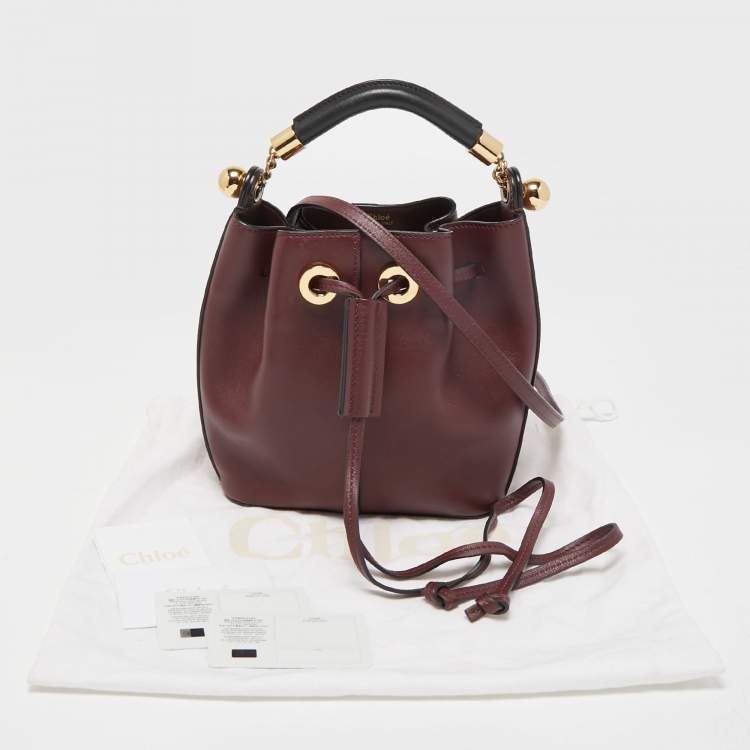 Pre Owned Chloe Burgundy Leather Gala Drawstring Bucket Bag