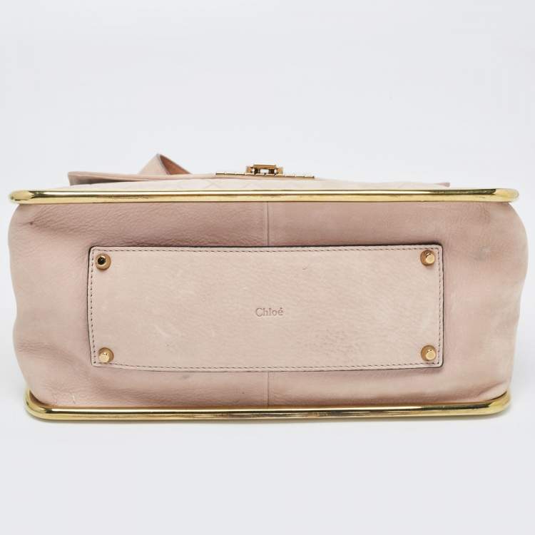 Pre Owned Chloe Dusty Pink Suede Medium Sally Flap Shoulder Bag