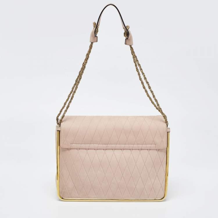 Pre Owned Chloe Dusty Pink Suede Medium Sally Flap Shoulder Bag