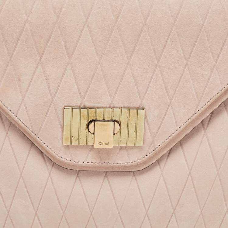 Pre Owned Chloe Dusty Pink Suede Medium Sally Flap Shoulder Bag