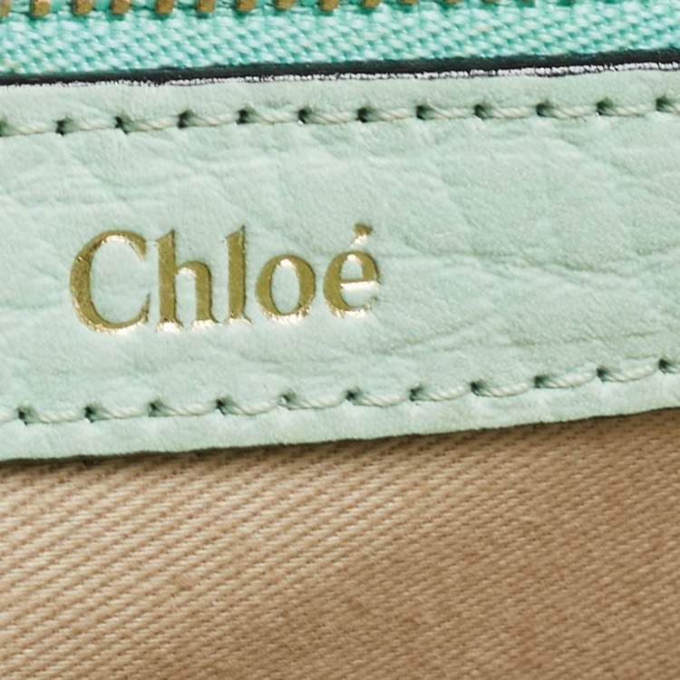 Pre Owned Chloe Two Tone Green Leather Medium Sally Shoulder Bag