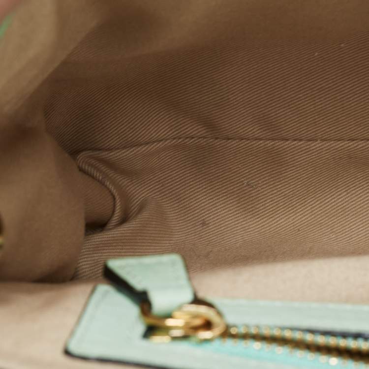Pre Owned Chloe Two Tone Green Leather Medium Sally Shoulder Bag