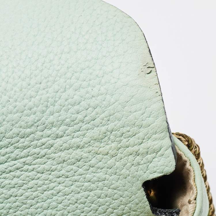 Pre Owned Chloe Two Tone Green Leather Medium Sally Shoulder Bag