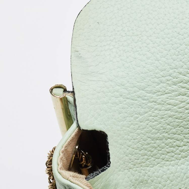 Pre Owned Chloe Two Tone Green Leather Medium Sally Shoulder Bag