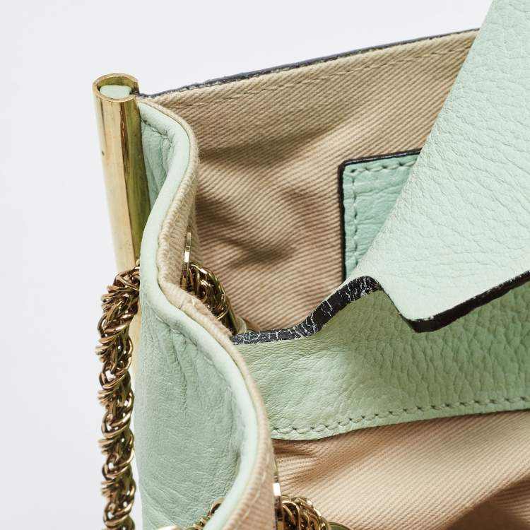 Pre Owned Chloe Two Tone Green Leather Medium Sally Shoulder Bag