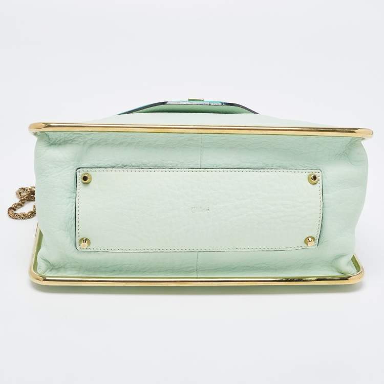 Pre Owned Chloe Two Tone Green Leather Medium Sally Shoulder Bag