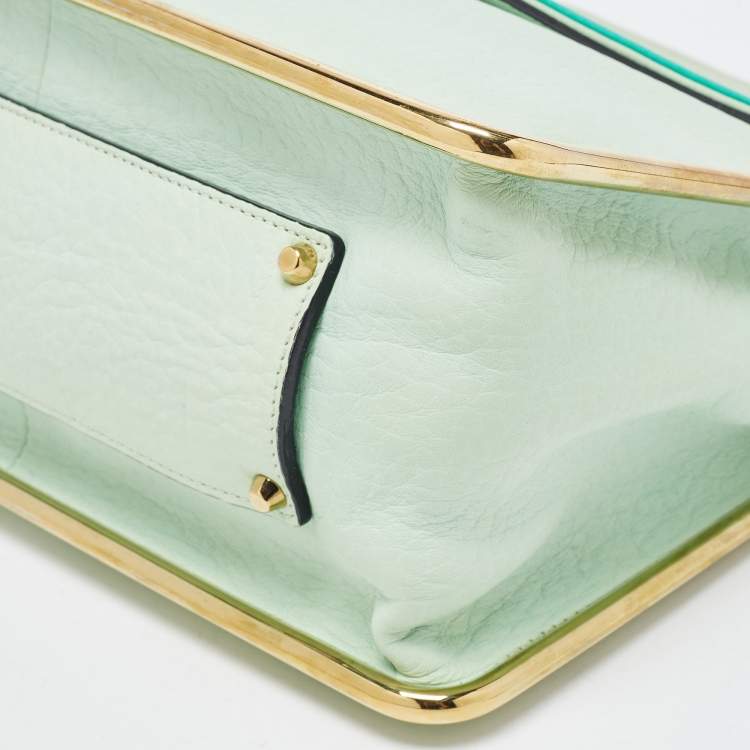 Pre Owned Chloe Two Tone Green Leather Medium Sally Shoulder Bag