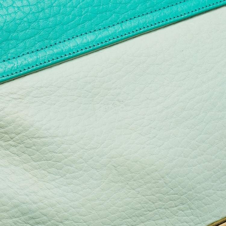Pre Owned Chloe Two Tone Green Leather Medium Sally Shoulder Bag