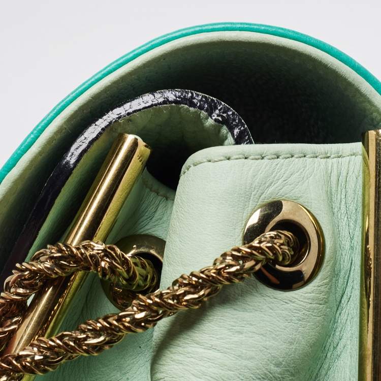 Pre Owned Chloe Two Tone Green Leather Medium Sally Shoulder Bag