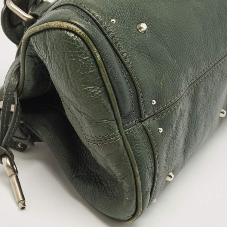 Pre Owned Chloe Green Leather Medium Paddington Satchel