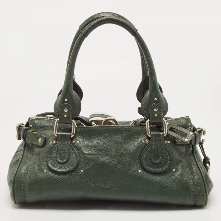 Pre Owned Chloe Green Leather Medium Paddington Satchel