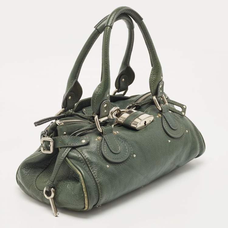 Pre Owned Chloe Green Leather Medium Paddington Satchel