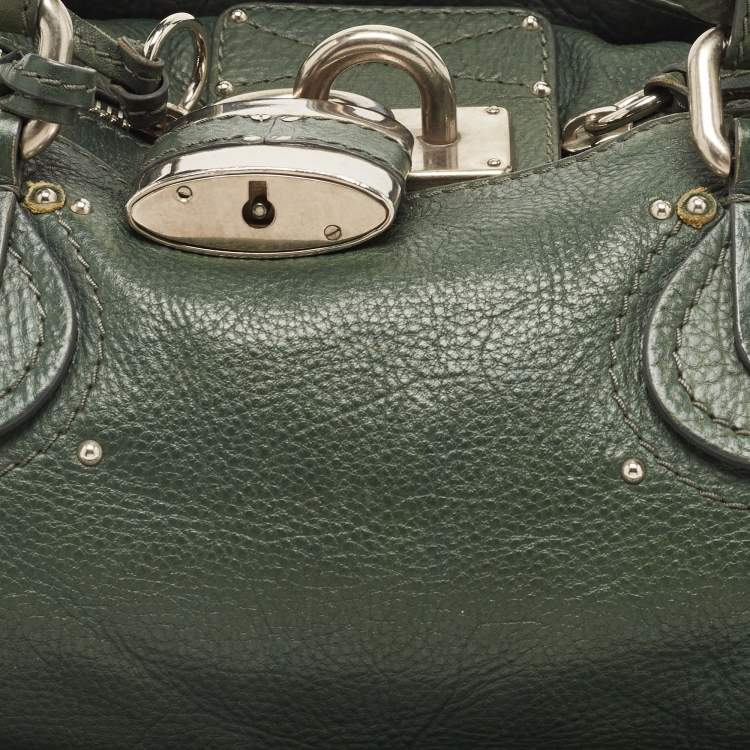 Pre Owned Chloe Green Leather Medium Paddington Satchel